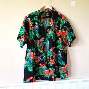 🦜 Vintage BENNY'S Parrot jungle shirt xxl parrot tropical